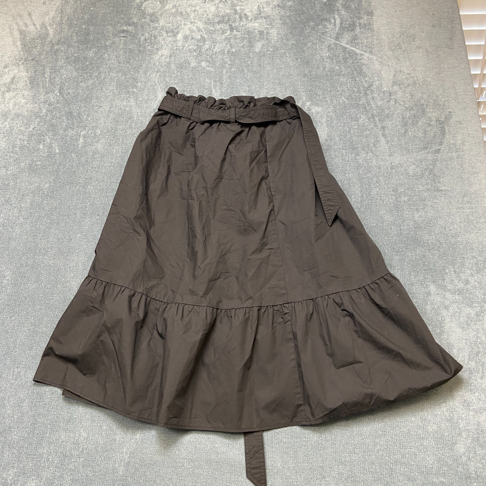 Uniqlo Flare Skirt Womens Small Black Cotton Belted Pleated Front Casual Wear